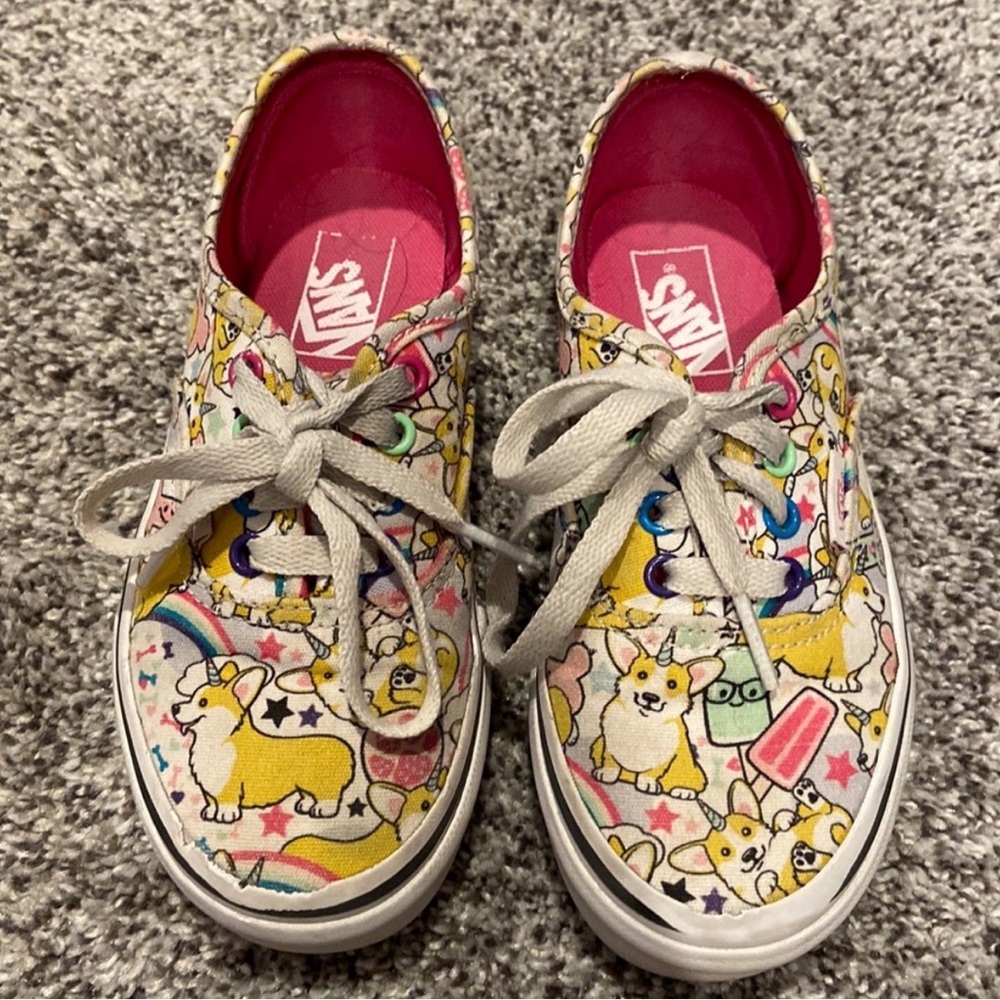 Vans Kids Corgi & Rainbow Print Low-Top Sneakers - Pink, Yellow, Cream
